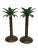 Hollywood Regency Vintage Palm Tree Candle Holder Pair | Antiqued Metal & Green Patina | Hollywood Regency Style For Sale - Image 3 of 6