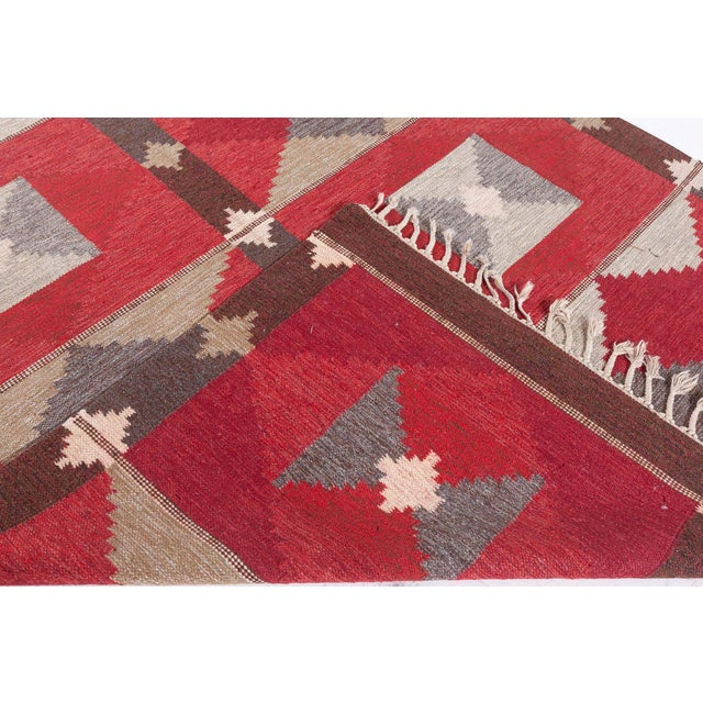 Red Doris Leslie Blau Vintage Swedish Flat-Weave by Rakel Carlander For Sale - Image 8 of 9