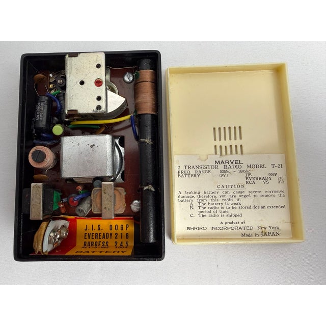 Vintage Rare Mantone Marvel Shiriro Model T-21 2tr Transistor Radio 2 Transistor Black For Sale - Image 10 of 12