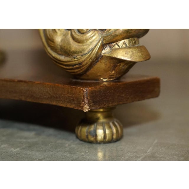 19th Century Italian Gilt Brass & Carrara Marble Dolphin Coffee Table For Sale - Image 15 of 18