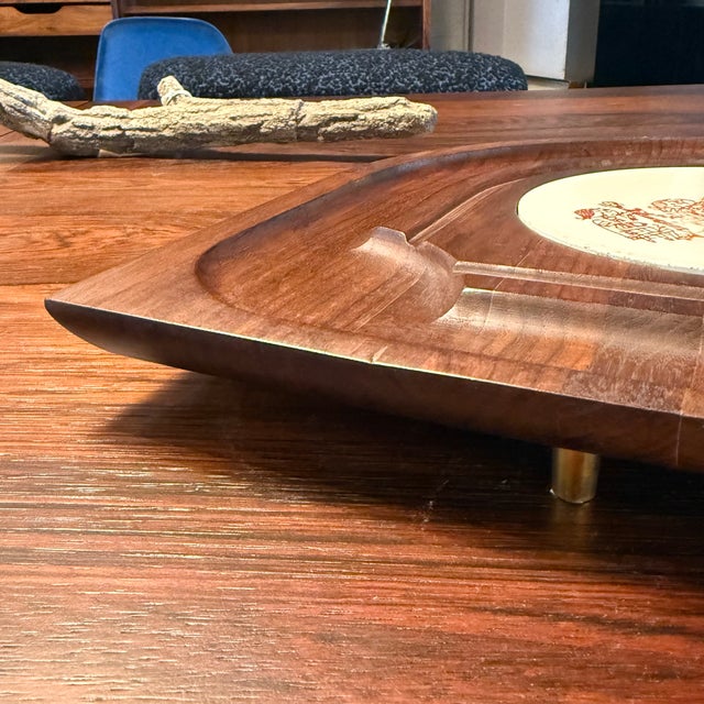 Wood 1960s Scandinavian Modern Teak Serving Platter by Bjorn Wiinblad for Nymolle For Sale - Image 7 of 8