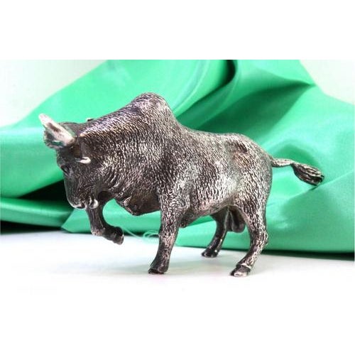 Silver Buffalo Sculpture with Perfect Reliefs and Applications For Sale - Image 6 of 7