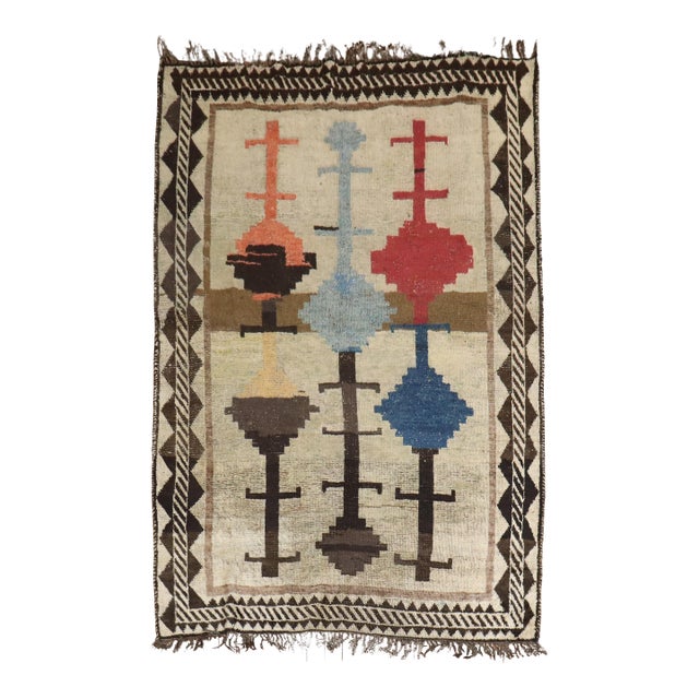 Antique Zabihi Collection Persian Gabbeh Rug - 4'2" x 6' For Sale