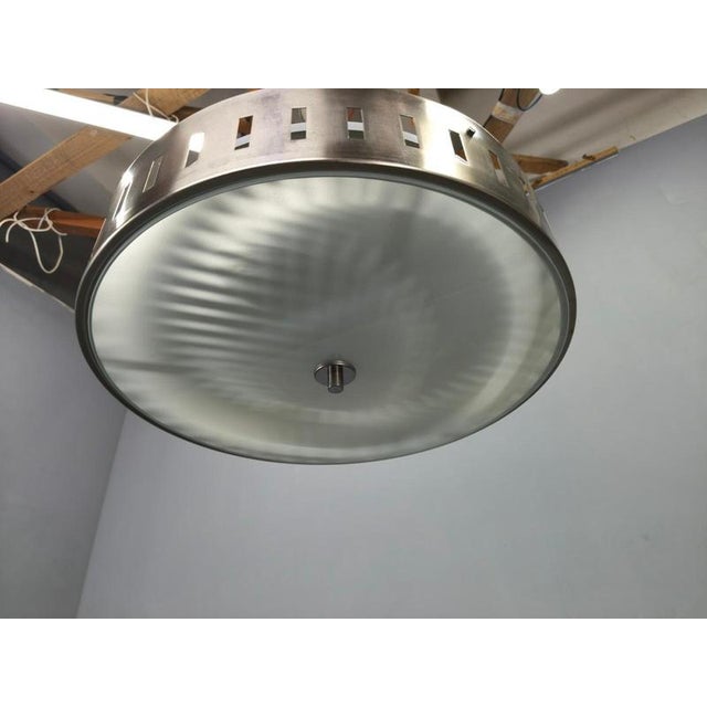 1970s Space Age UFO Pendant Light in Metal and Glass, Czechoslovakia, 1970s For Sale - Image 5 of 14