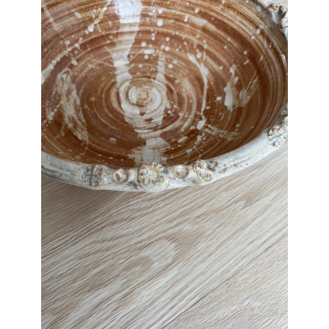 Contemporary Large Signed 1970s American Studio Pottery Stoneware Decorative Bowl/Centerpiece For Sale - Image 3 of 9
