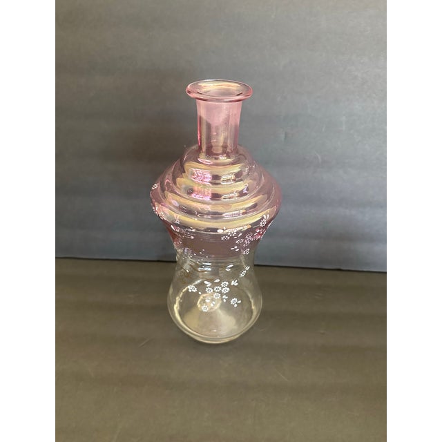 Early 19th Century Bohemian Art Nouveau Glass Carafe With Enameled Floral Decorations For Sale - Image 11 of 12