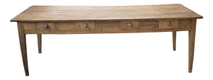 Pine and Oak Farmhouse Table with Drawers, 1950s