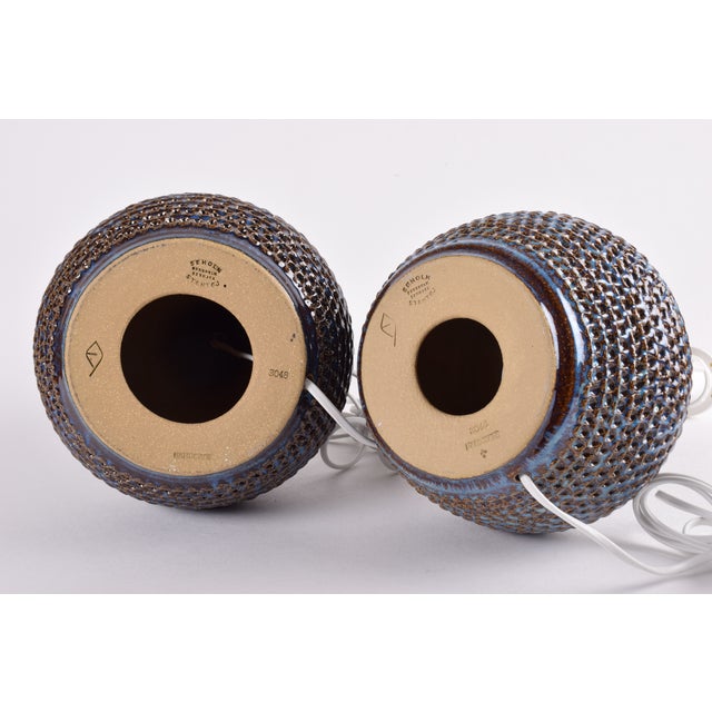 Blue Danish Modern Ceramic Table Lamps by Einar Johansen for Søholm, 1960s, Set of 2 For Sale - Image 8 of 12