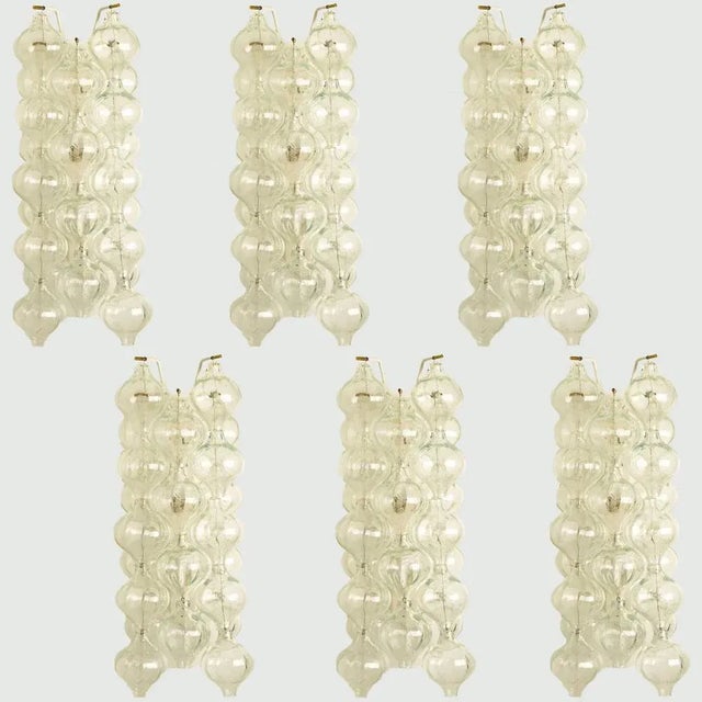 pairs unique large and elegant 'Tulipan' glass wall sconces by J.T. Kalmar, Austria, Vienna, manufactured in midcentury,...