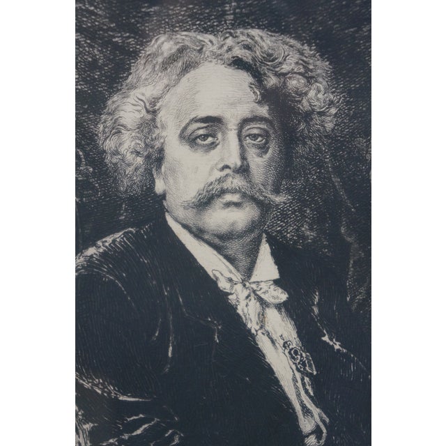 Late 19th Century Antique French Victorian Salon De 1877 Carrier Belleuse Portrait Etching 27" For Sale - Image 5 of 14