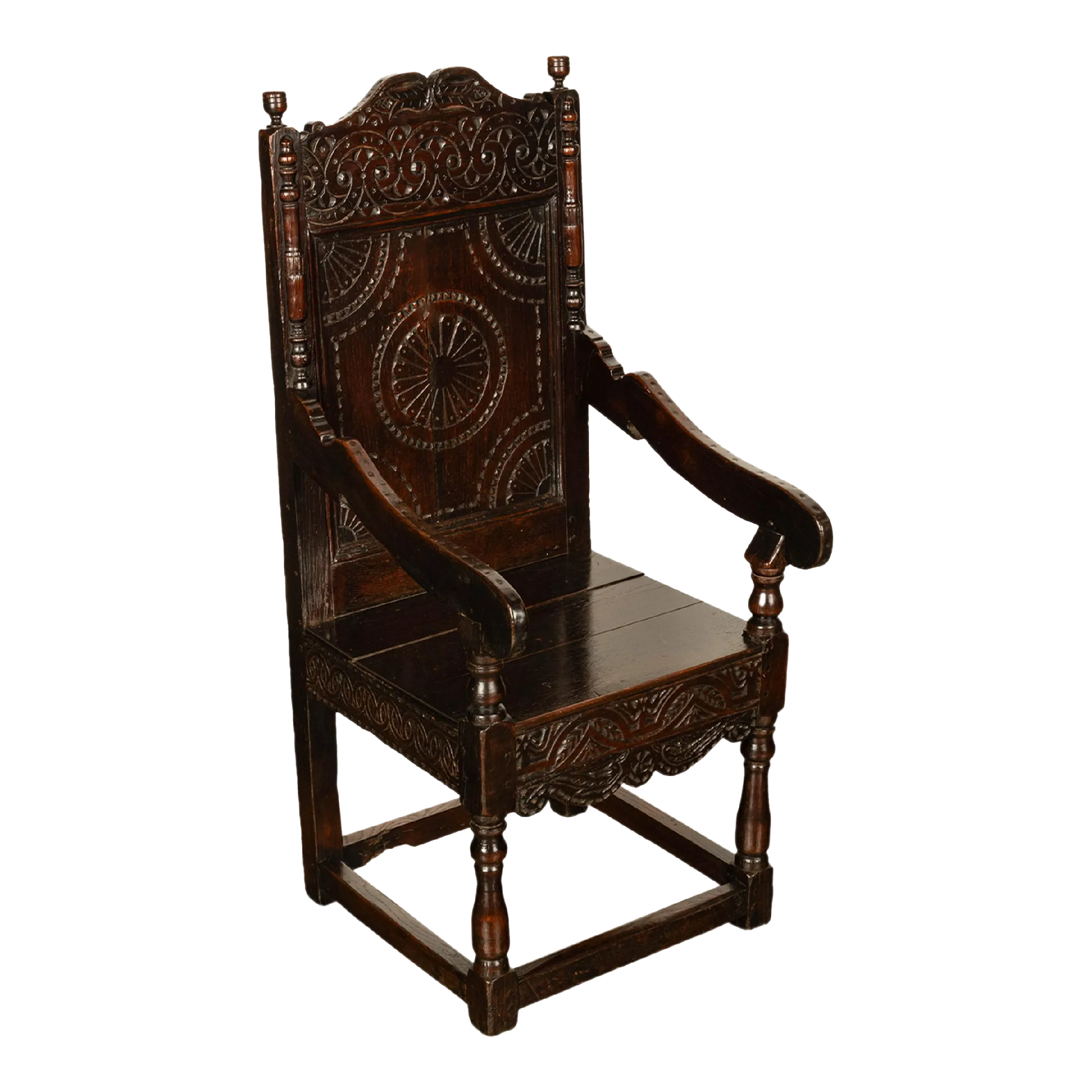 Antique 18th English Century Georgian Carved Oak Wainscot Chair