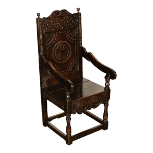 Antique 18th English Century Georgian Carved Oak Wainscot Chair Yorkshire 1720