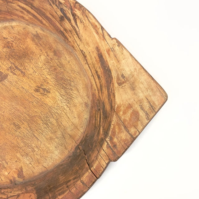 Tan Monumental Rustic Wooden Platter or Serving Tray For Sale - Image 8 of 9
