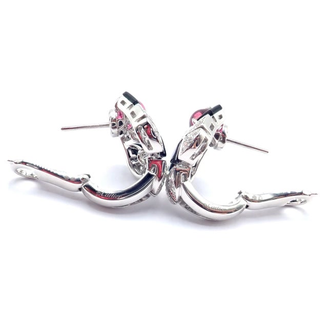 Early 21st Century Cartier Beautes Du Monde White Gold Diamond Rubellite Onyx Earrings, Pair For Sale - Image 5 of 9