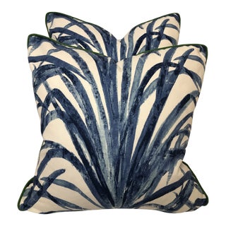 Thibaut Watercolor Botanical Pillows -A Pair For Sale