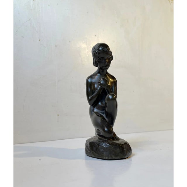 Patinated Sculpture of Young Woman by E. Borch for Just Andersen, 1930s For Sale - Image 11 of 12