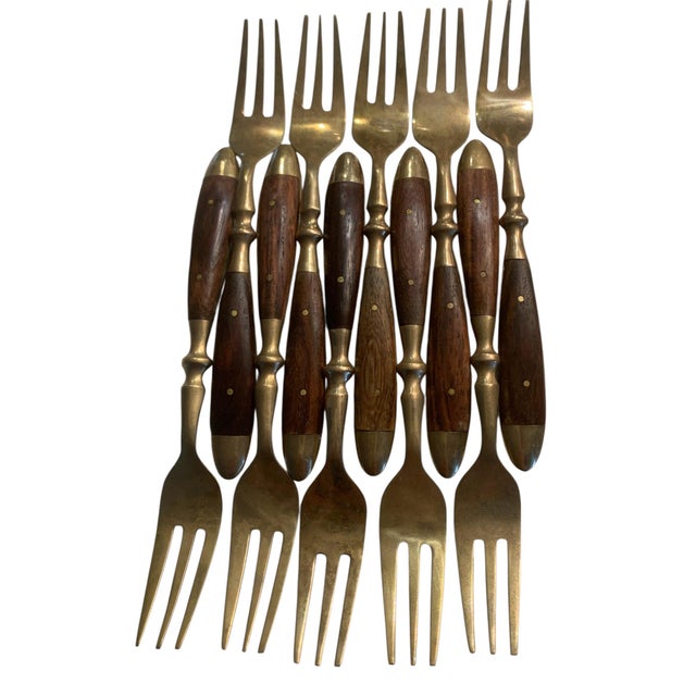 1980s Lord Nelson Marco Polo Bronze and Rosewood Flatware - 50 pcs For Sale - Image 10 of 12