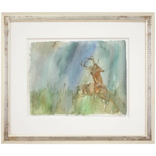 Leonard Baskin, Rare Leonard Baskin Watercolor Seasons Song: Deer Illus. Ted Hughes Poem, 1980 For Sale