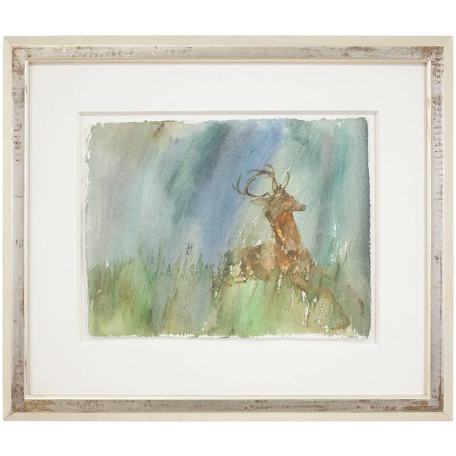 Leonard Baskin, Rare Leonard Baskin Watercolor Seasons Song: Deer Illus. Ted Hughes Poem, 1980 For Sale