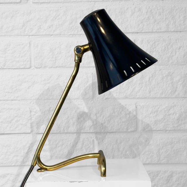 Mid-Century Modern Model 8256 Table Lamp in Brass and Steel, 1950s For Sale - Image 6 of 11