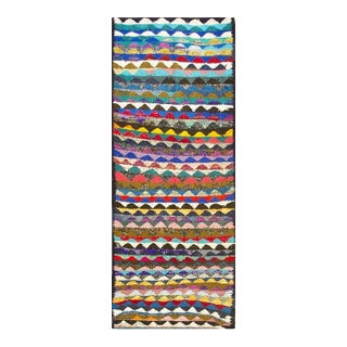 1940s Stripe Colorful Geometric Antique Turkish Kilim 4' 6"x 10' 10" Runner Rug For Sale