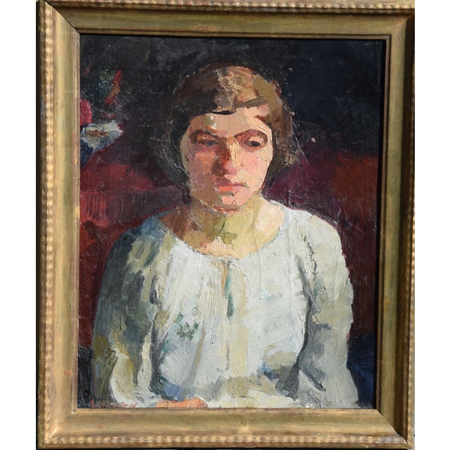 Charlotte Hilmer, Charlotte Hilmer, Painting, Young Woman, 1939-45, Framed, 1920s, Oil on Canvas For Sale - Image 4 of 11