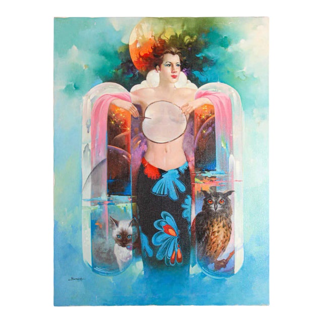 The Moon Goddess Oil Painting on Canvas For Sale