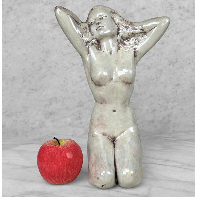 Original 1980 Studio Pottery Nude Women Sculpture Nicely Designed with a Wonderful Iridescent Luster Glaze Stands 12" Tall...