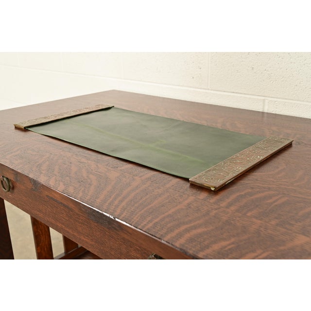 Art Deco Tiffany Studios New York Zodiac Bronze Blotter Ends With Leather Desk Blotter For Sale - Image 3 of 13