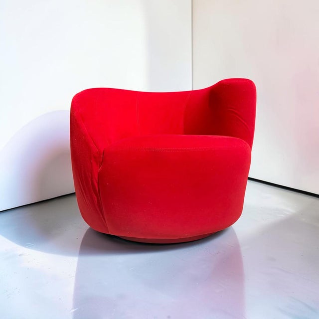 Mid-Century Modern Vladimir Kagan Style “Nautilus” Swivel Chair For Sale - Image 3 of 15