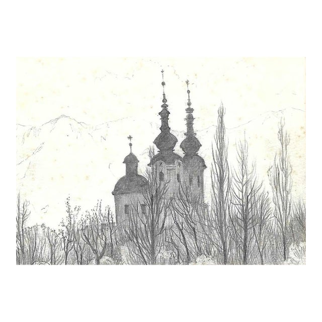 Robert Angeloch Villach Austria Church Drawing For Sale