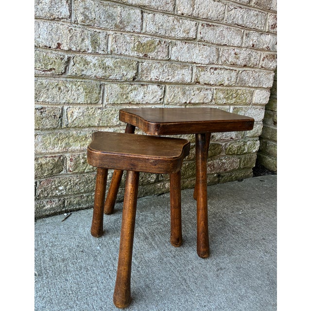 Pair of Small Vintage Wooden Nesting Side Tables, France For Sale - Image 11 of 12