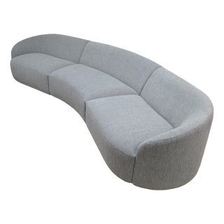 Curved Sectional Sofa in Grey Boucle by Kabinet For Sale