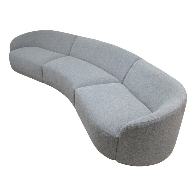 Curved Sectional Sofa in Grey Boucle by Kabinet For Sale