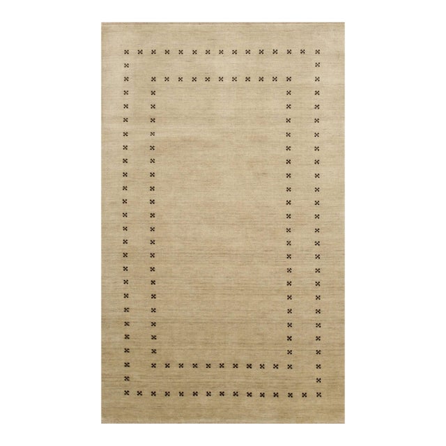 8x10 Jasmine Alluring Beige Solid Open Modern Handmade Wool Carpet Rug For Sale