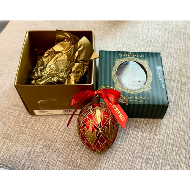 Waterford Crystal Waterford Crystal Heirloom Red and Gold Christmas Ornament - 2003 For Sale - Image 4 of 9