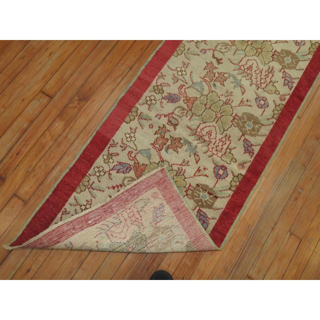 1950s Vintage Ivory Floral Narrow Turkish - 2'2" x 10'8" For Sale - Image 5 of 9