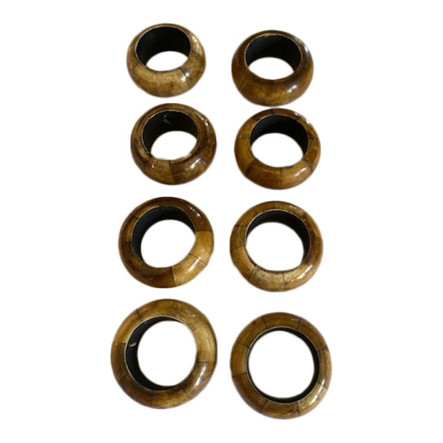 1990s Faux Bamboo Napkin Rings - Set of 8 For Sale