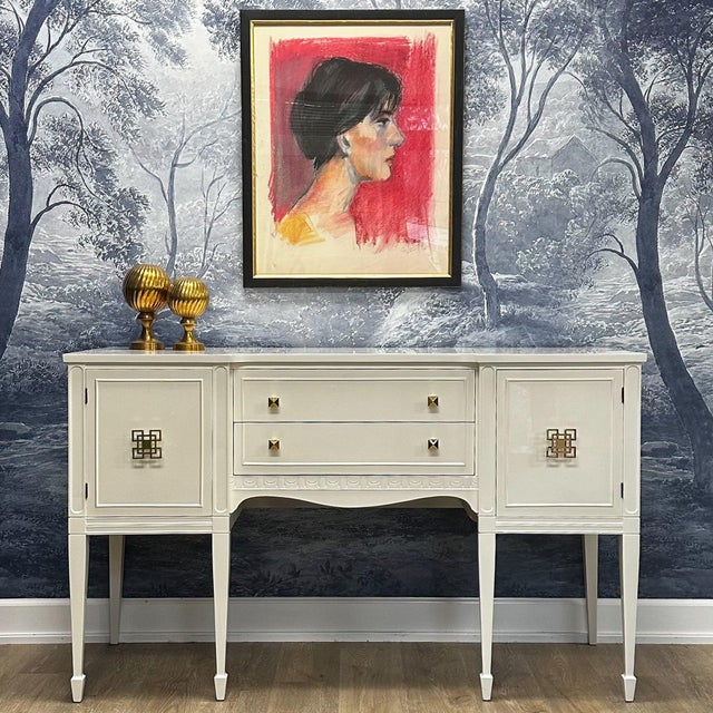 Hollywood Regency 1970s Vintage Lacquered White Sideboard For Sale - Image 3 of 9