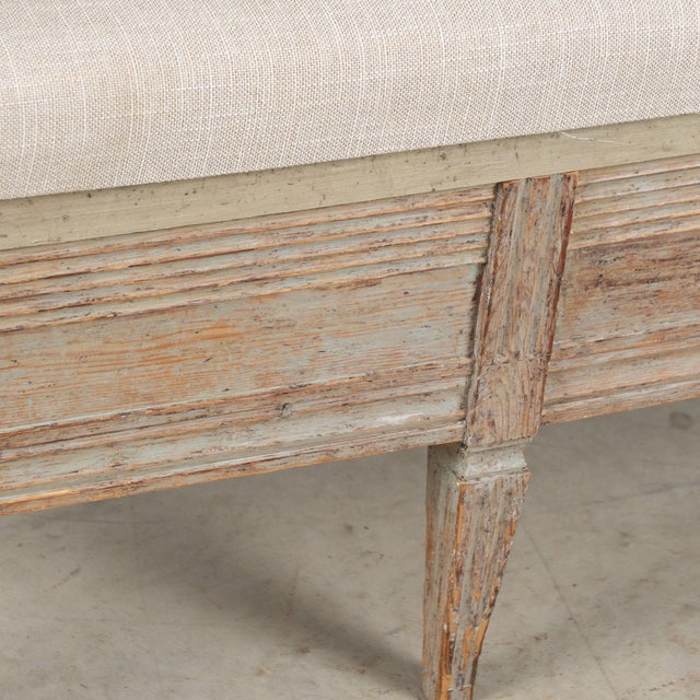 Early 19th Century Swedish Original Painted Gustavian Narrow Bench For Sale - Image 12 of 17