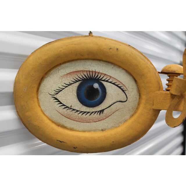 Beige Metal Optician Shop Trade Sign, Set of 2 For Sale - Image 8 of 18
