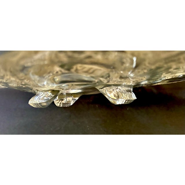 Silver Vintage Silver Poppies Cake Plate by Silver City in the Flanders Clear Pattern, 1940s Pedestal Platter For Sale - Image 8 of 10