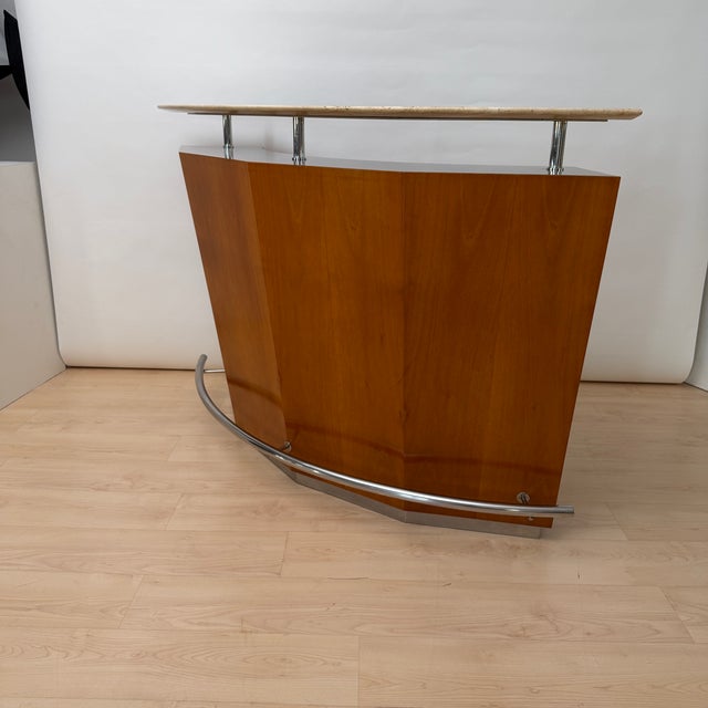 1970s Mid-Century Bar Counter in Teak Wood, Metal and Travertine, Italy, 1970 For Sale - Image 5 of 18