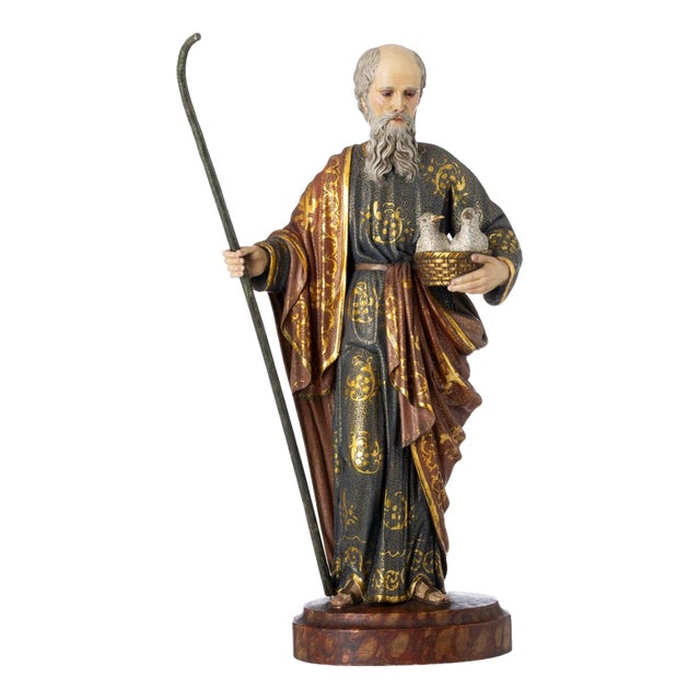 Religious Artist, Saint Joachim, 20th Century, Wood Sculpture For Sale