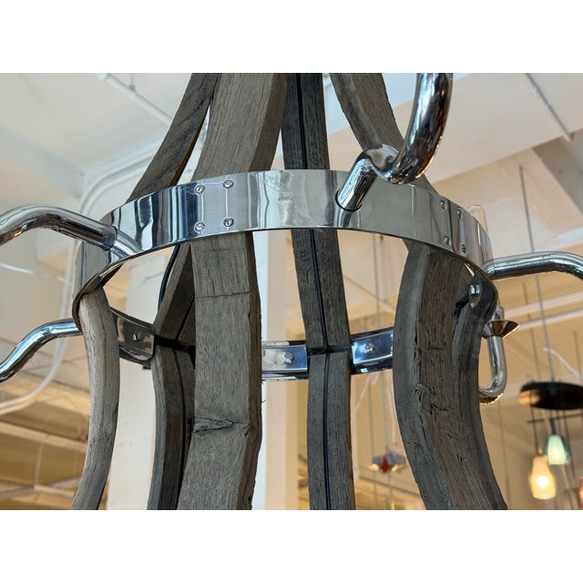 Brown Restoration Hardware Twelve Light Wine Barrel Chandelier For Sale - Image 8 of 16