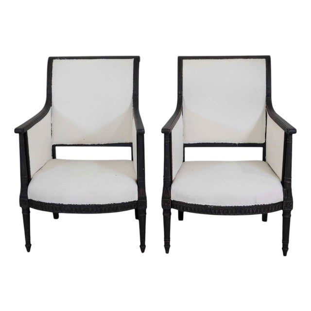 Pair of Swedish Empire Style Armchairs For Sale