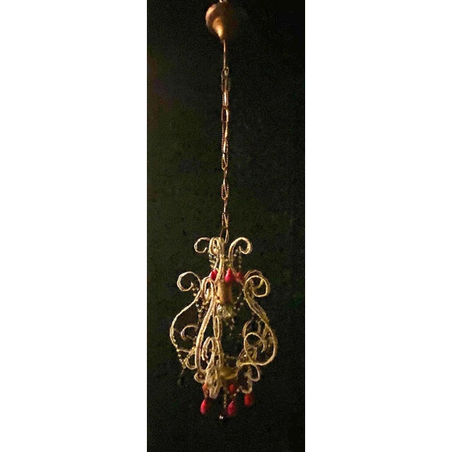 1950s Italian Hollywood Regency Pendant Light With Venetian Fruits & Beads For Sale - Image 12 of 13