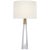 AERIN by Visual Comfort Signature Olsen Cordless Table Lamp in Crystal and Hand-Rubbed Antique Brass with Linen Shade For Sale