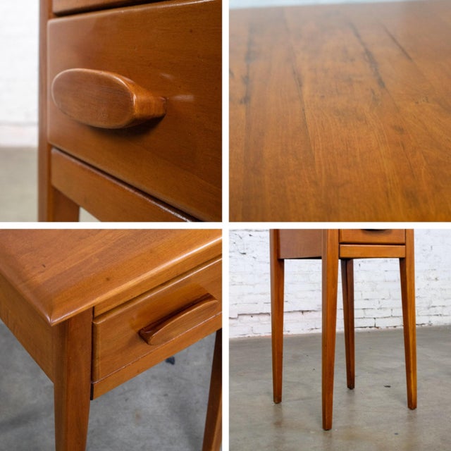 1930s to 1950s Transitional Solid Maple Nightstand or End Table With Hand Carved Pulls For Sale - Image 16 of 18