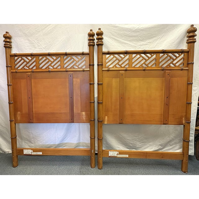 Lexington Furniture Coastal Style Faux Bamboo Twin Headboards- A Pair For Sale - Image 11 of 15